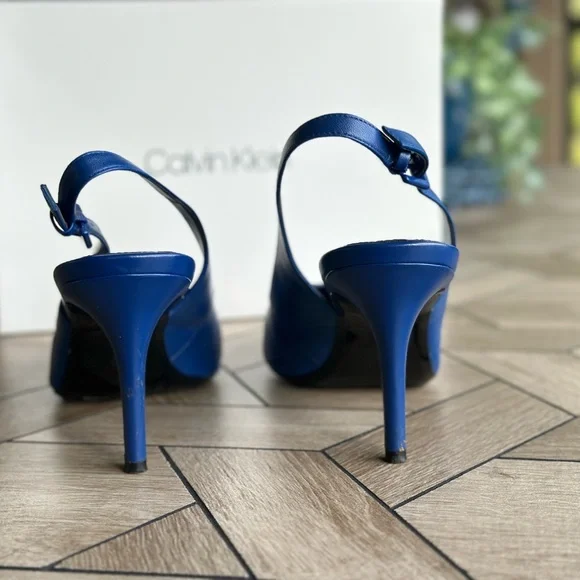 Calvin Klein Women's Royal Blue Gwenith Shiny Nappa Slingback Heels - Picture 6 of 14